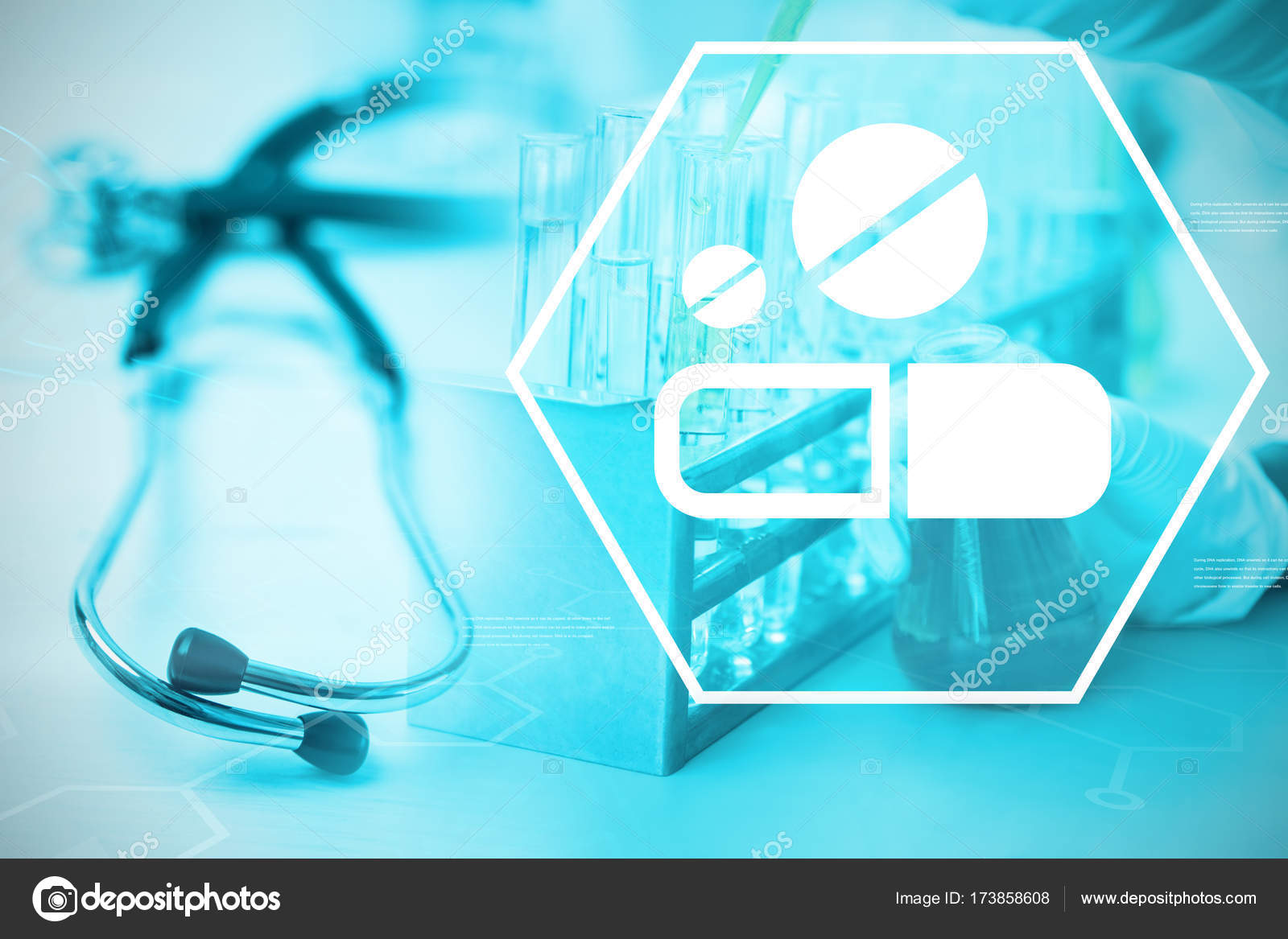 digital background with medication sign stock photo