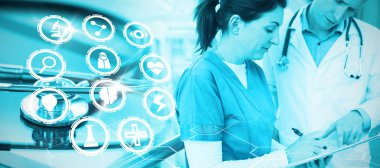 Tıbbi simge kümesinin birçok parçalardan oluşan imge