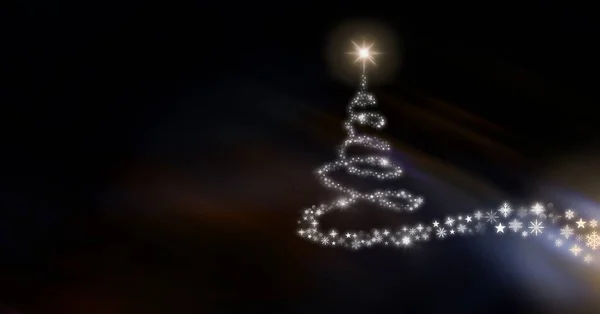 Snowflake Christmas tree pattern shape glowing — Stock Photo, Image
