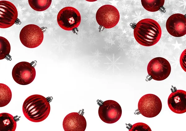 Décorations de boules de Noël et motif de Noël flocon de neige et espace vide — Photo