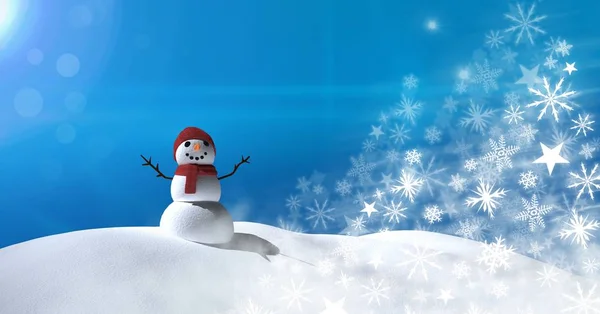 Padrões de Natal floco de neve com paisagem de neve e boneco de neve — Fotografia de Stock