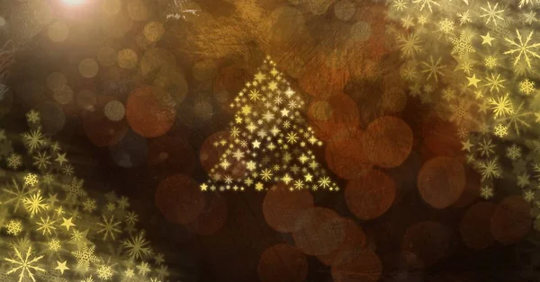Altın kar tanesi Noel ağacı — Stok fotoğraf