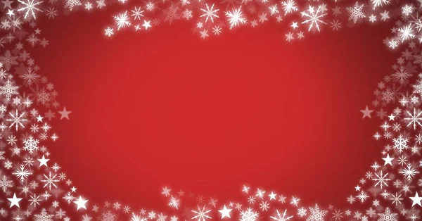 Modelli di Natale fiocco di neve su rosso — Foto Stock