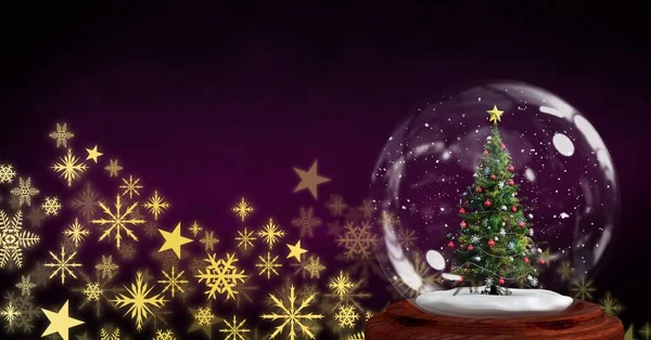 Christmas tree snow globe — Stock Photo, Image
