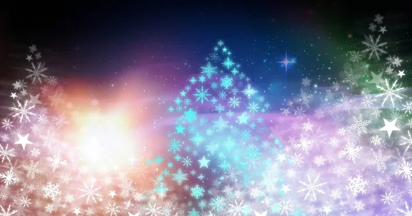 Snöflinga julgran färgglada mönster former för nyår — Stockfoto
