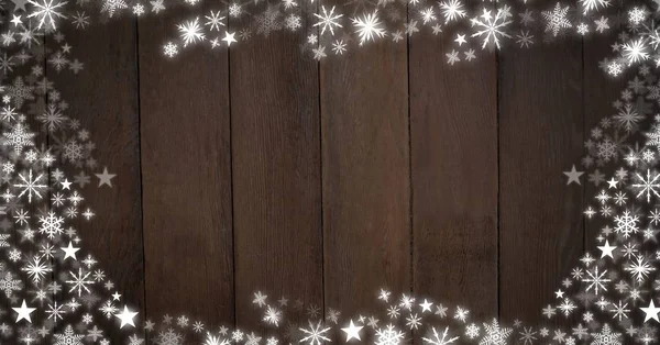 Flocon de neige motifs de Noël sur bois — Photo