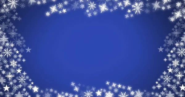 Snöflinga jul mönster på blå — Stockfoto