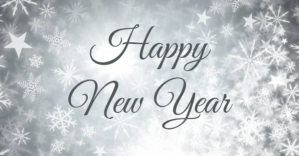 Šťastný nový rok text a vánoční Snowflake vzor — Stock fotografie