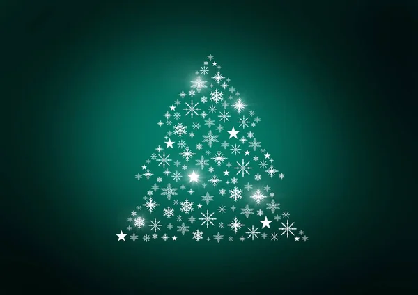Νιφάδα χιονιού μοτίβο χριστουγεννιάτικο δέντρο σχήμα λαμπερό πράσινο — Φωτογραφία Αρχείου