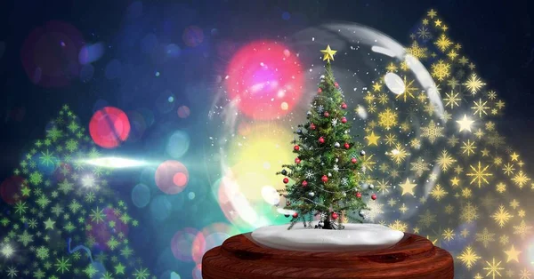 Christmas tree snow globe — Stock Photo, Image