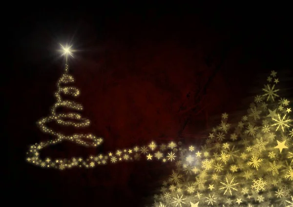 Snowflake Christmas tree pattern shape glowing — Stock Photo, Image
