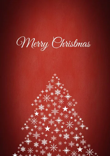 Frohe Weihnachten Text und Schneeflocke Weihnachtsbaum Muster Form — Stockfoto