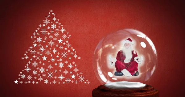 Kar Küresi Kar Tanesi Noel Ağacı Desen Şekli Santa Meditasyon — Stok fotoğraf