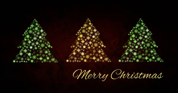 Merry Christmas text and Snowflake Christmas tree pattern shapes — Stock Photo, Image