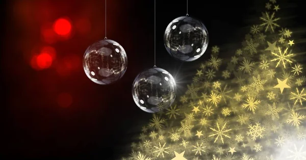 Kerstballen en sneeuwvlok Kerst patroon — Stockfoto