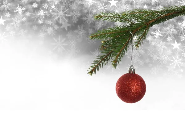 Natal bauble decoração e floco de neve padrão de Natal e espaço em branco — Fotografia de Stock
