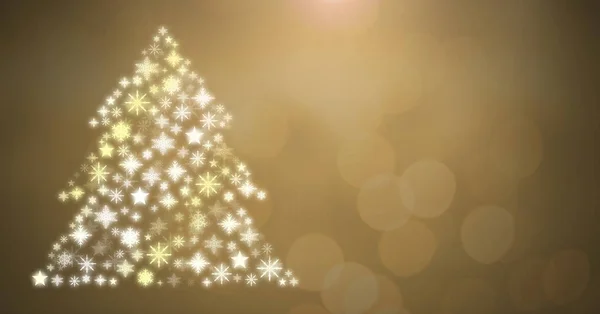 Χρυσό νιφάδα χιονιού χριστουγεννιάτικο δέντρο μοτίβο σχήμα — Φωτογραφία Αρχείου