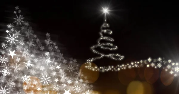Sneeuwvlok kerstboom patroon vorm gloeien in lucht — Stockfoto
