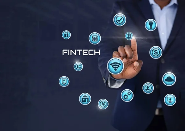 Businessman touching Fintech — Stock Photo, Image