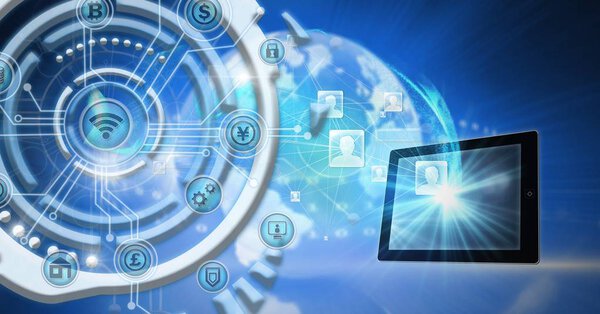 World earth futuristic business icons 