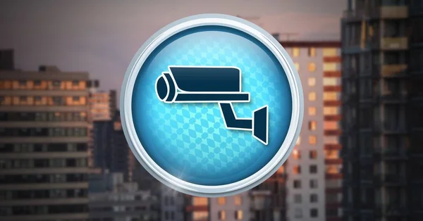 Security camera icon in city