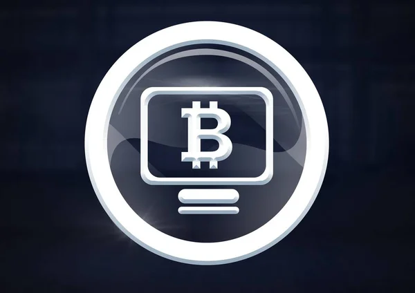 bitcoin computer graphic glass circle icon