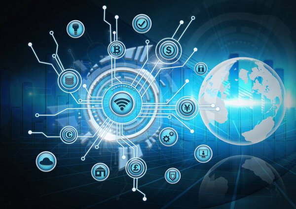 World business icons and interface