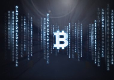 Bitcoin simge ve ikili kod satırı