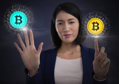 Bitcoin grafik simgeler dokunmadan işkadını