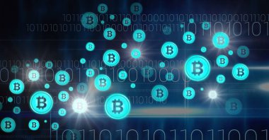 bitcoin grafik simgeler ve ikili kod