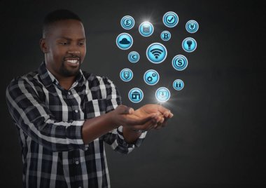 İşadamı el palm ile açın 