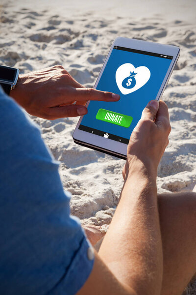 man using digital tablet 