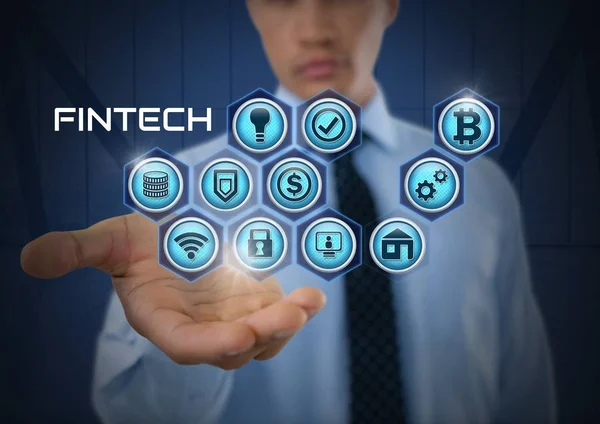 Fintech with various business icons — Stock Photo, Image
