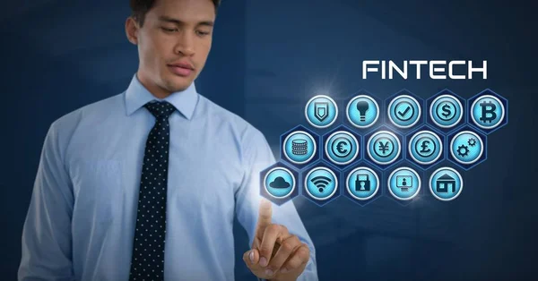 Businessman touching Fintech — Stock Photo, Image