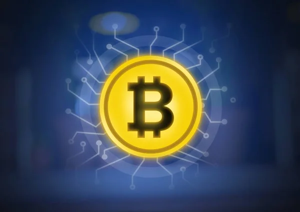 Icona grafica bitcoin con circuiti energetici — Foto Stock