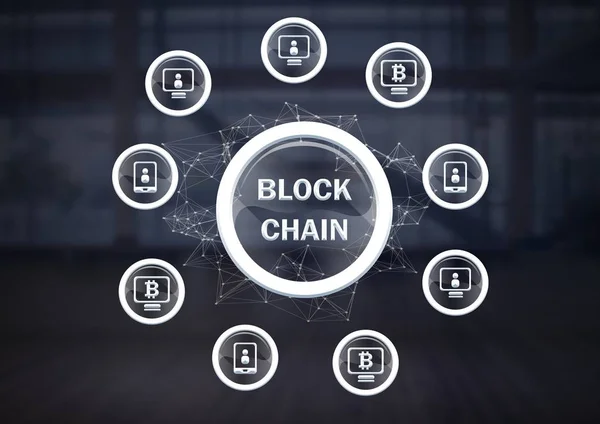 Blockchain simgeleri ağ — Stok fotoğraf