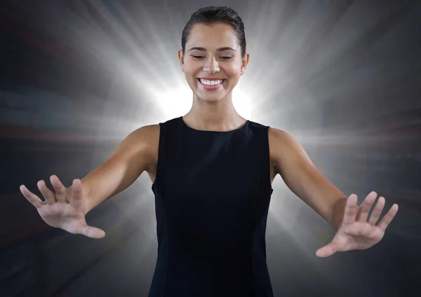 Businesswoman touching air — Stock Photo, Image