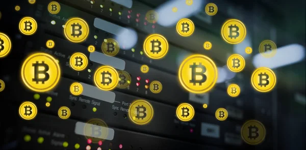 Symbool van bitcoin digitale cryptocurrency — Stockfoto