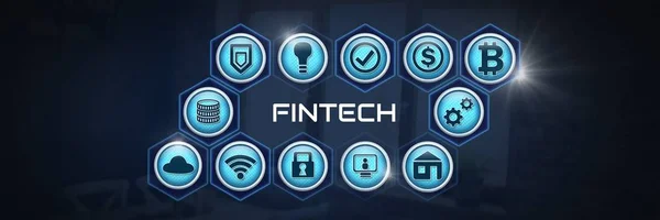 Fintech различные бизнес-иконы — стоковое фото