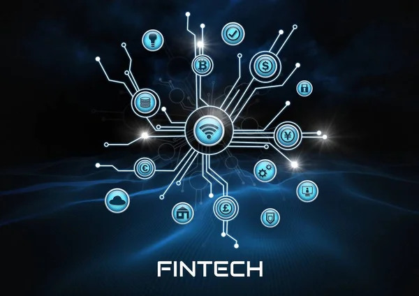 Ícones Fintech Business conectados — Fotografia de Stock