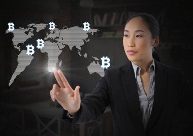 Bitcoin grafik simgeler dokunmadan işkadını