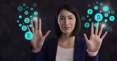 Bitcoin grafik simgeler dokunmadan işkadını