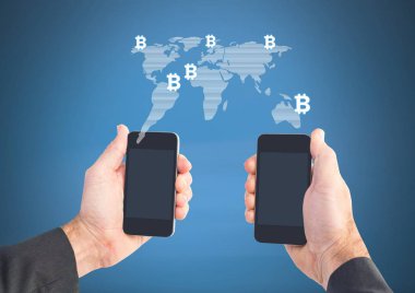 İki telefon holding eller 