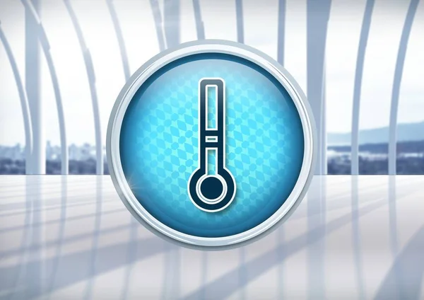 Thermometer temperature icon in city office — Stock Photo, Image