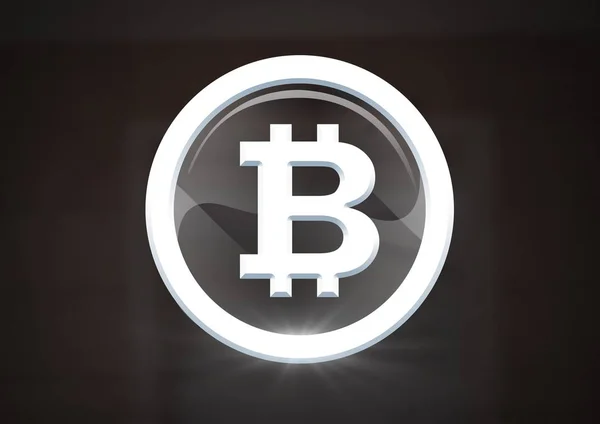 ガラス円形 bitcoin グラフィック アイコン — ストック写真