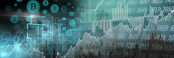 Iconos gráficos bitcoin y gráficos financieros — Foto de Stock