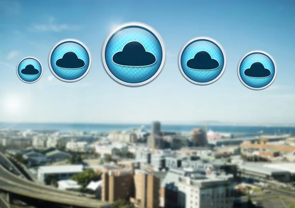Wolkensymbole in der Stadt — Stockfoto