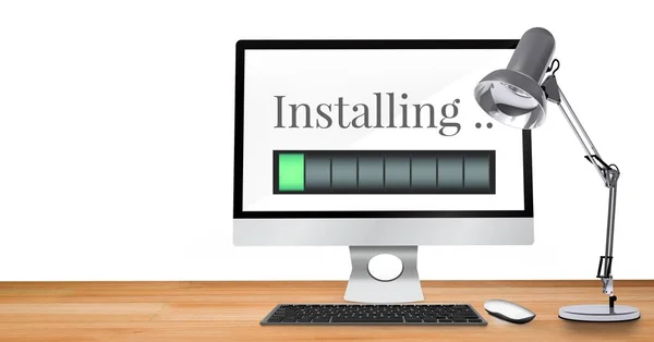 Installing progress status power bar on computer — Stock Photo, Image
