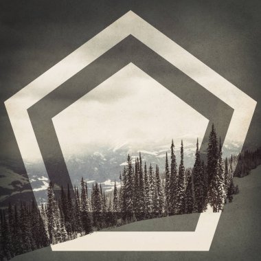 kar ve ağaçlar kaplı dağ