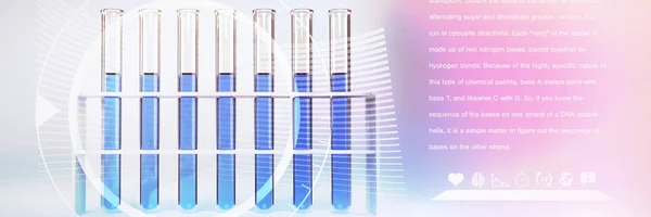 Hélice de ADN contra tubo de ensayo — Foto de Stock